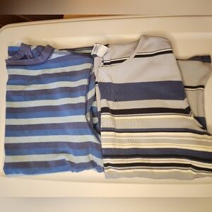 2 blue striped medium women's tshirts with flaws Gap and relativity brand
